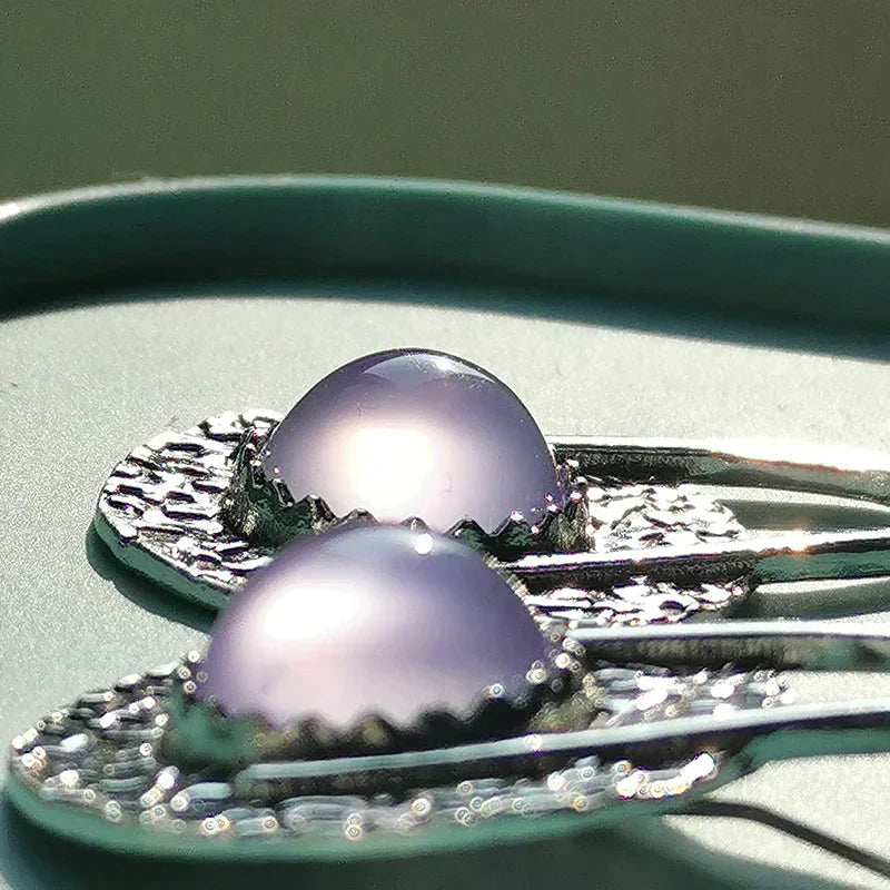 Irene | Earrings with bright purple stones in sterling silver