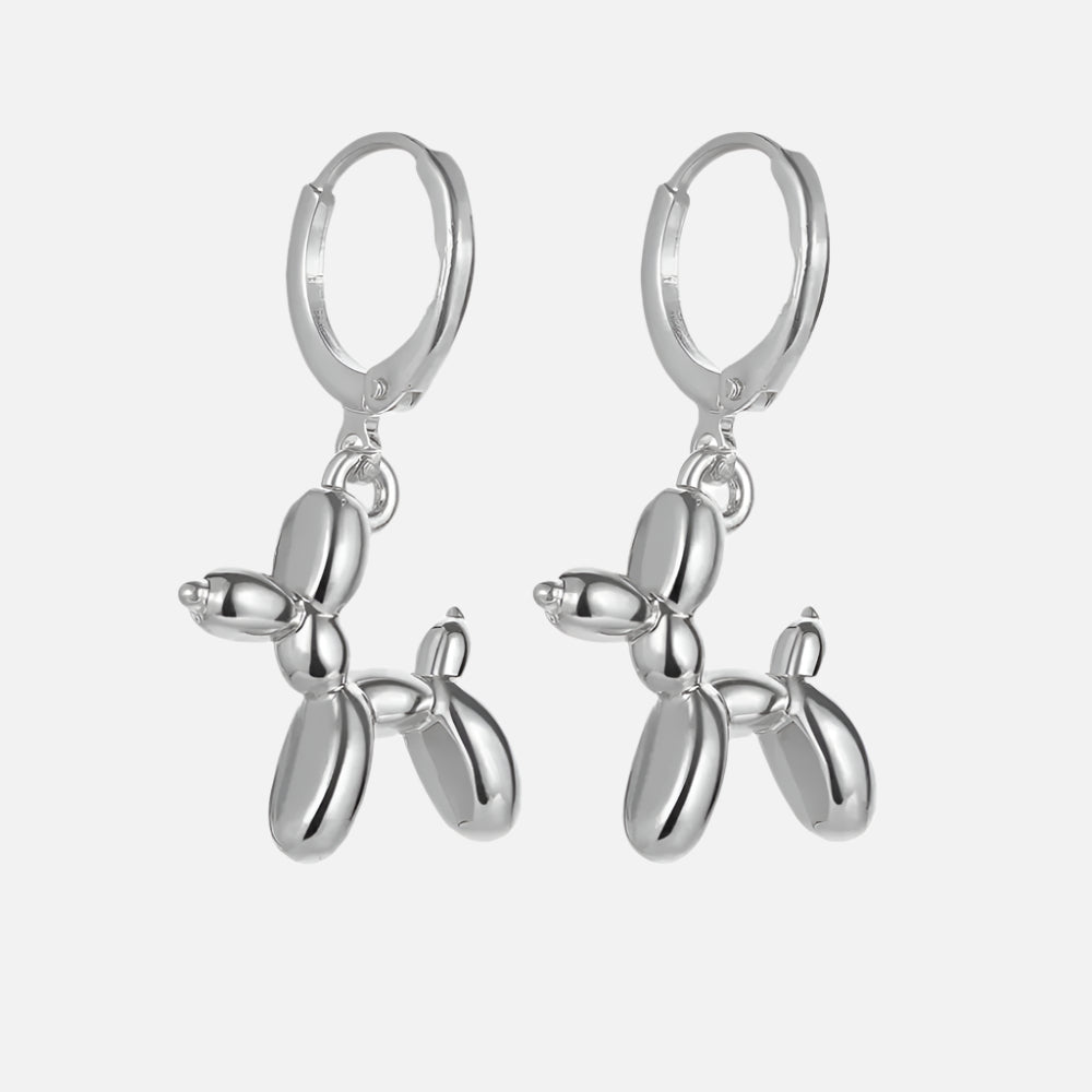 Wilma | Playful Balloon Dog Dangle Hoop Earrings