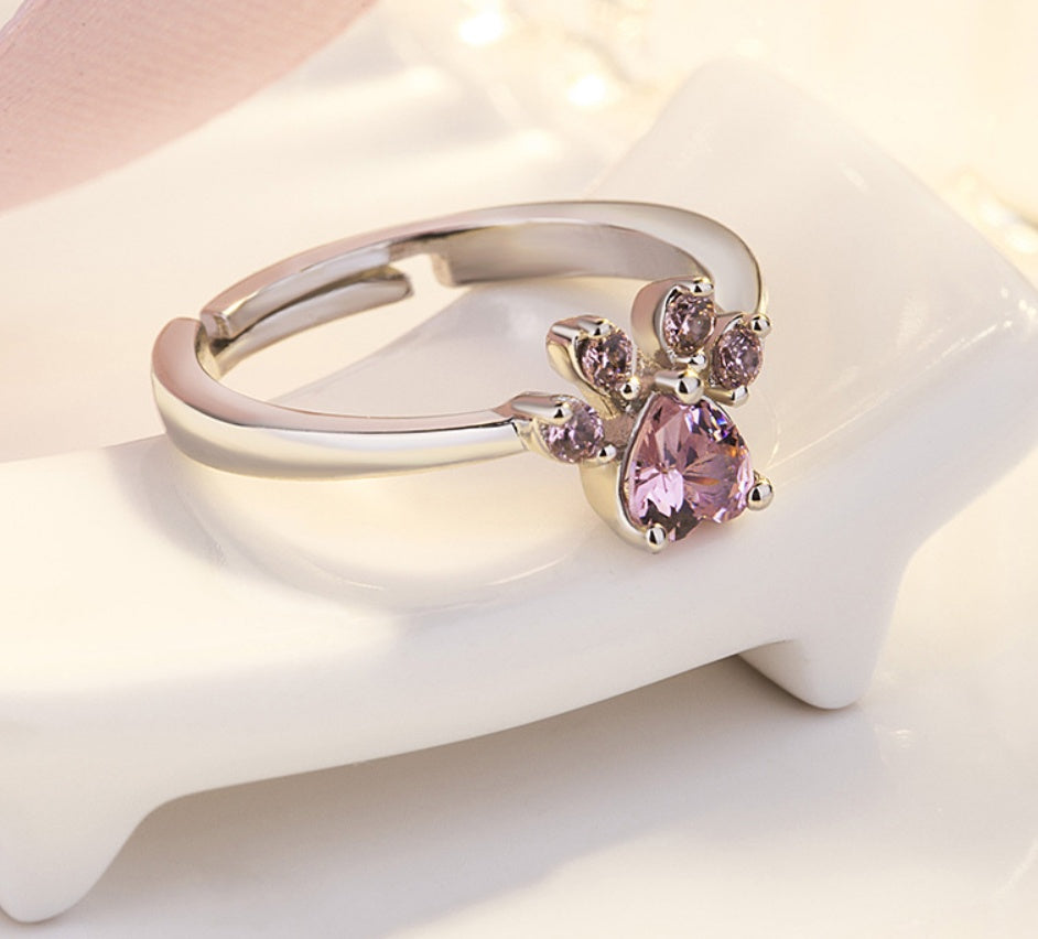 Dolores | 1-piece rose gold jewelry set with paw & zirconia heart. Perfect gift for animal lovers.