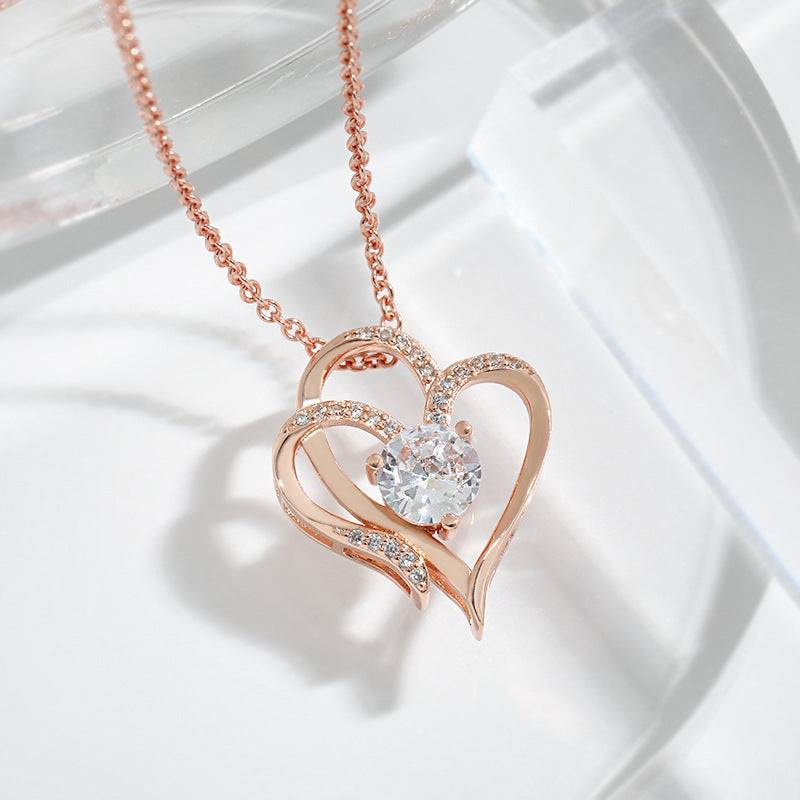 Elena | Necklace with enchanting double heart & sparkling zirconia for a stylish look