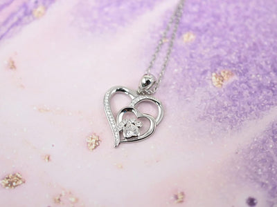 Nadia | & heart necklace made of fine 925 Sterling silver with sparkling zirconia