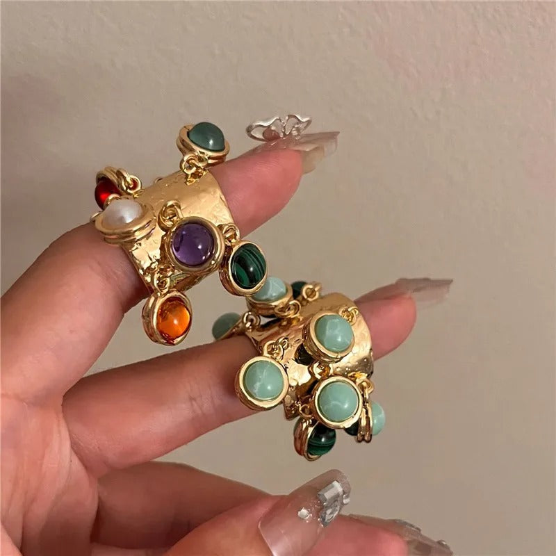 Carolina | Ring with real stone pendants,