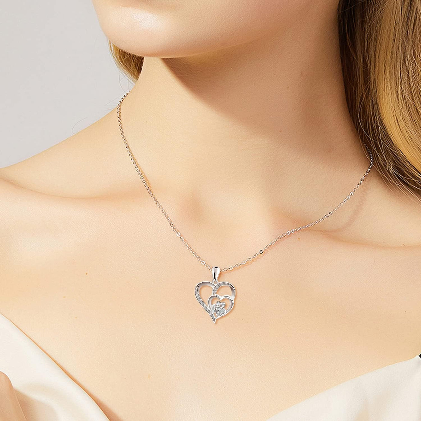Nadia | & heart necklace made of fine 925 Sterling silver with sparkling zirconia