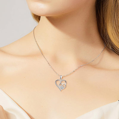 Nadia | & heart necklace made of fine 925 Sterling silver with sparkling zirconia