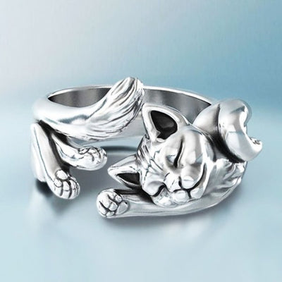 María José | Silver cat ring for stylish charm