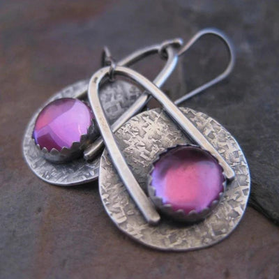 Irene | Earrings with bright purple stones in sterling silver