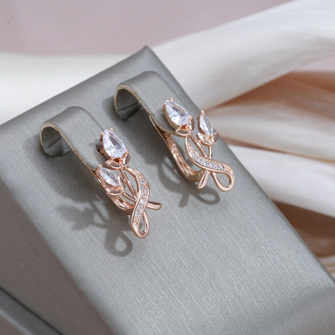 Soledad | Rose earrings with sparkling zirconia