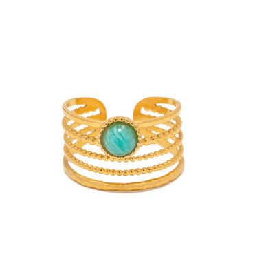 Oriana | Elegant metal ring with a radiant turquoise stone.