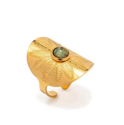 Flavia | Ring in elegant Mayan design with fine 18-carat gold plating