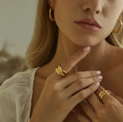 Mariola | Elegant classic double ring with gold plating