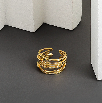 Gertrudis | Elegant 18-carat gold-plated forest-style ring