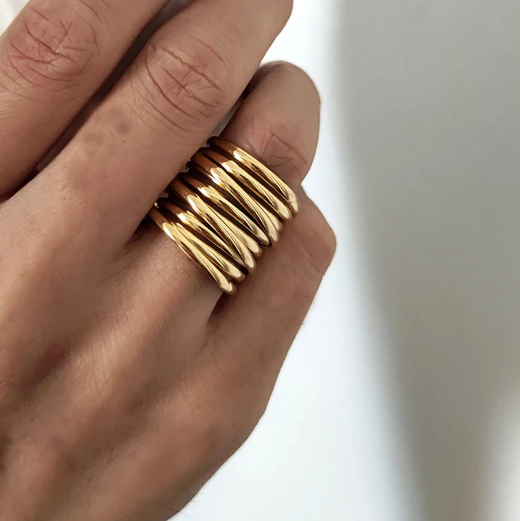 Paloma | Elegant 18-carat gold-plated ring in a stylish Roman design