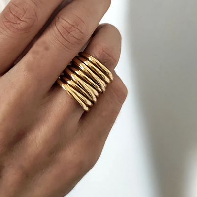 Paloma | Elegant 18-carat gold-plated ring in a stylish Roman design
