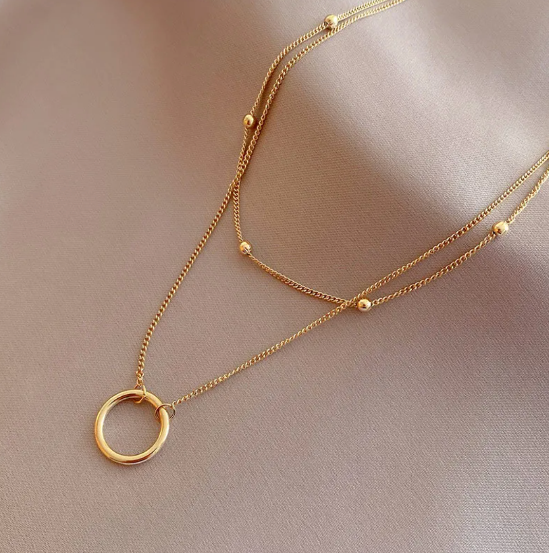 Adira | Elegant double necklace with a stylish ring