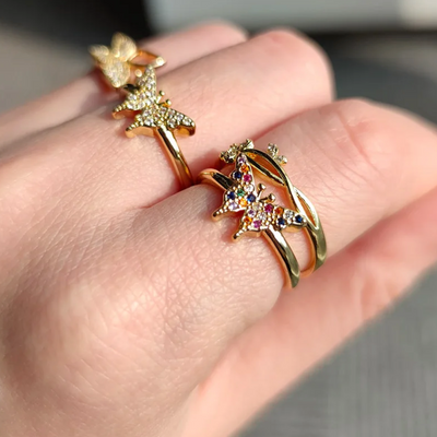 Beatriz | Elegant adjustable butterfly ring,