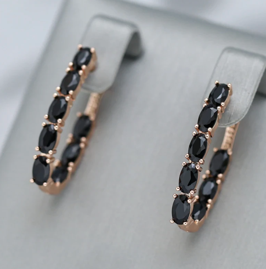 Malena | Elegant evening black zirconia in a luxurious 18-carat rose gold-plated design