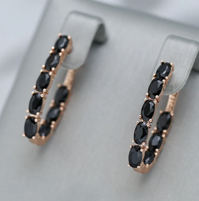 Malena | Elegant evening black zirconia in a luxurious 18-carat rose gold-plated design