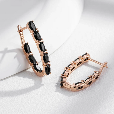 Malena | Elegant evening black zirconia in a luxurious 18-carat rose gold-plated design