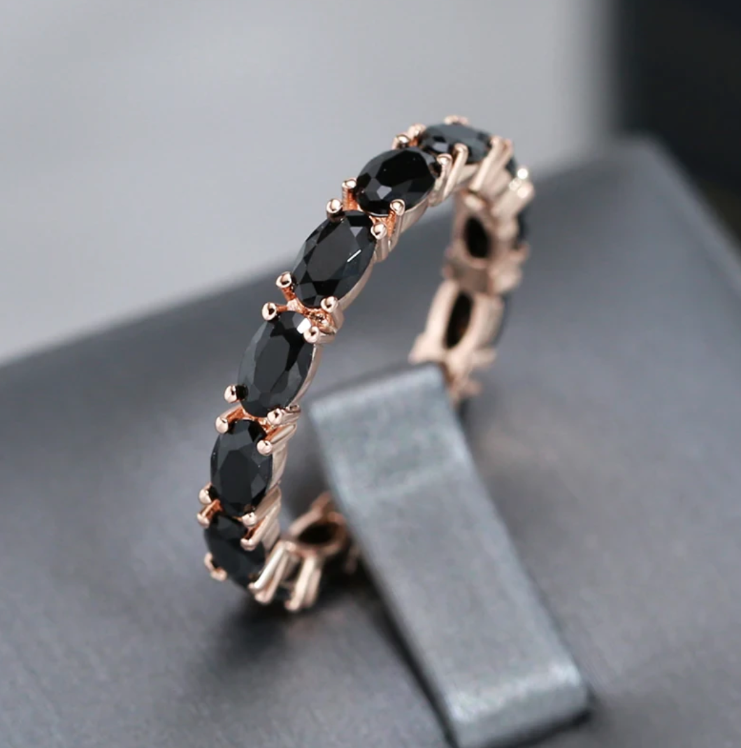 Malena | Elegant evening black zirconia in a luxurious 18-carat rose gold-plated design