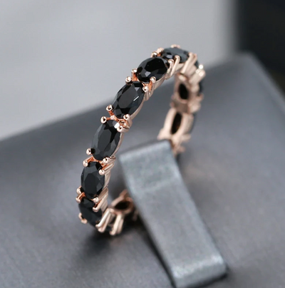 Malena | Elegant evening black zirconia in a luxurious 18-carat rose gold-plated design