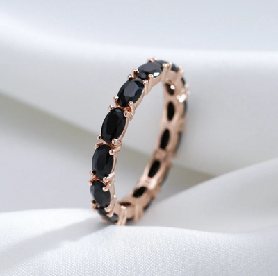 Malena | Elegant evening black zirconia in a luxurious 18-carat rose gold-plated design