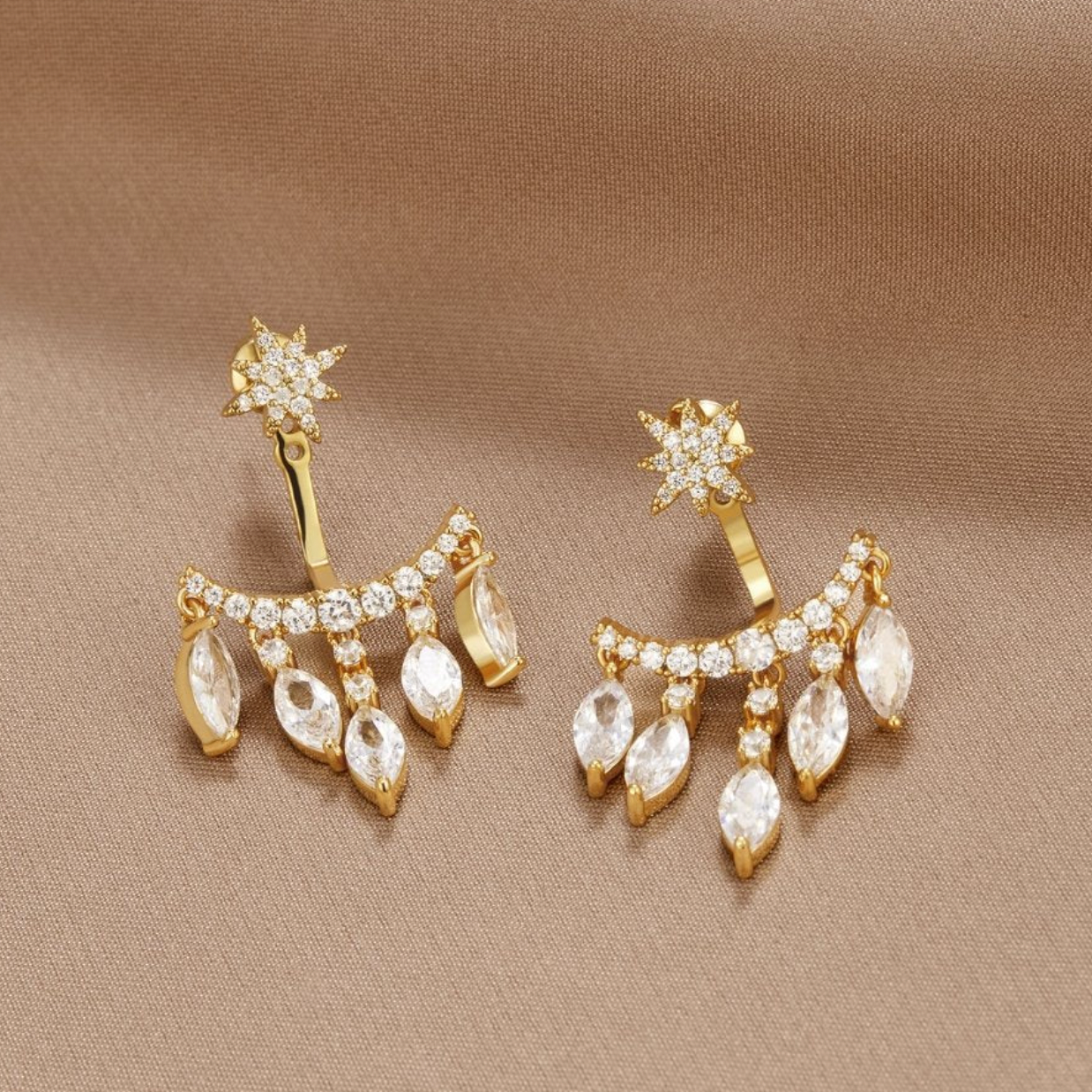 Abigail | Elegant gold earrings with sparkling crystals
