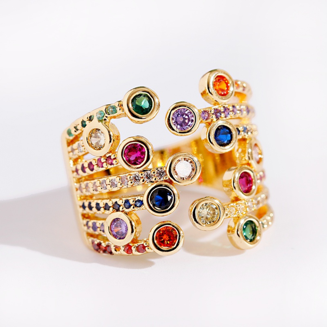 Zoe | Elegant adjustable ring made of material with brilliant imperial-style cubic zirconia.