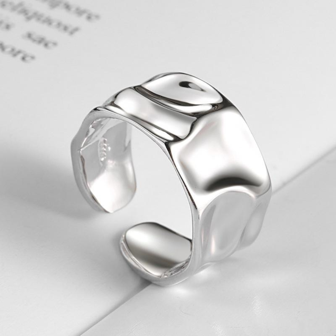 Maribel | Elegant asymmetrical wide ring made of high-quality 925 sterling silver