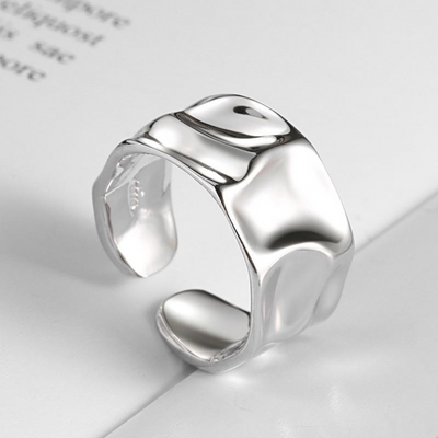 Maribel | Elegant asymmetrical wide ring made of high-quality 925 sterling silver