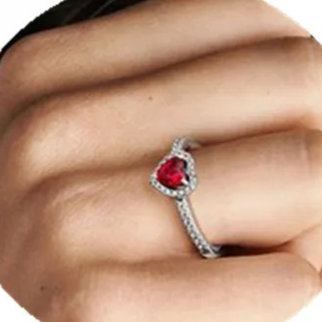 Rocío | Elegant ruby heart ring made of high-quality 925 sterling silver