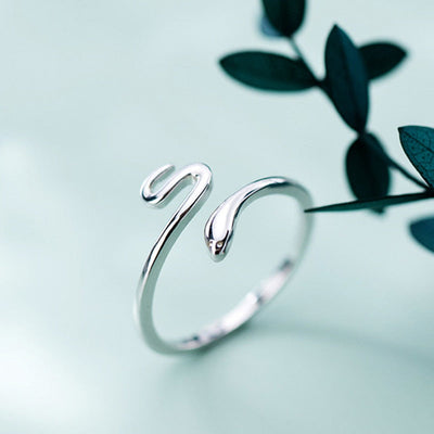 Aurora | Elegant adjustable 925 silver snake ring