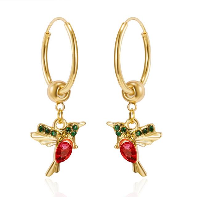Samanta | Gold earrings with sparkling zircons and an ornate enamel design