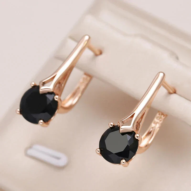 Ornella | Beautiful gold earrings with gorgeous black crystals