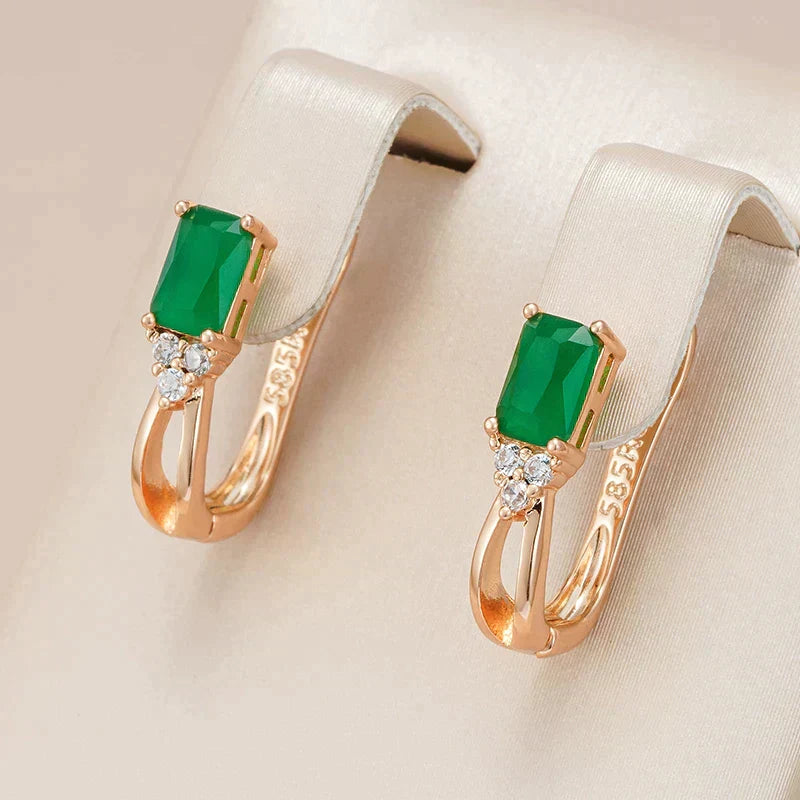 Juliana | Fascinating green crystal earrings with sparkling zirconias in elegant gold design