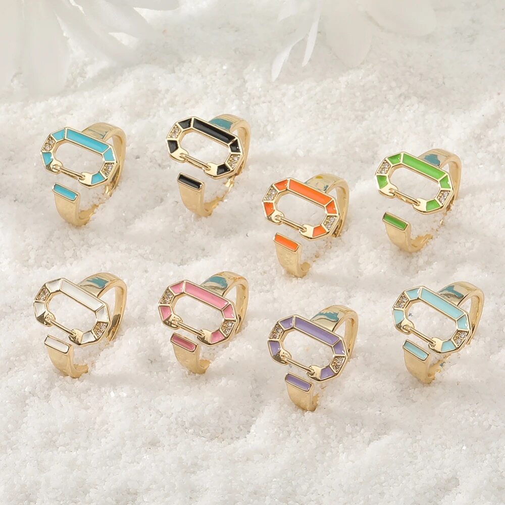 Reina | Elegant round rings with 18-carat gold plating and colorful accents