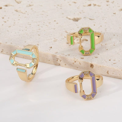 Reina | Elegant round rings with 18-carat gold plating and colorful accents
