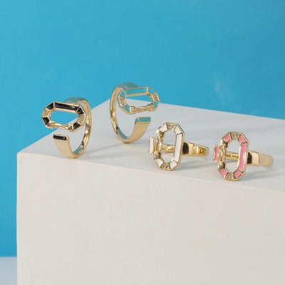 Reina | Elegant round rings with 18-carat gold plating and colorful accents