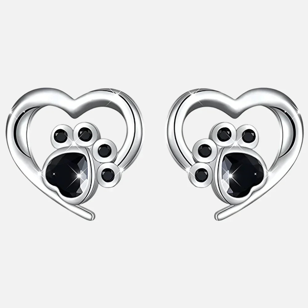 Ofelia | Paw earrings with sparkling black crystals for an elegant touch.