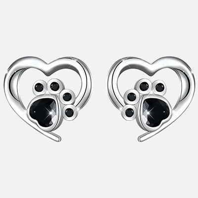Ofelia | Paw earrings with sparkling black crystals for an elegant touch.
