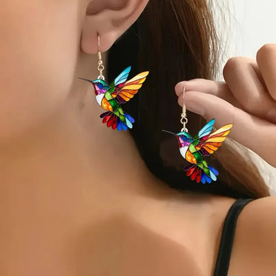 Elena | Hummingbird earrings with a modern 2D design