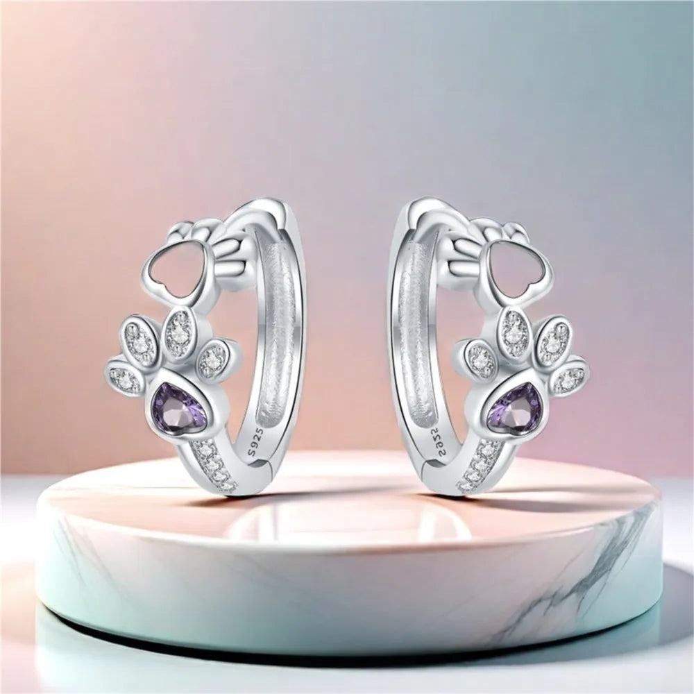 Ornella | 925 Sterling Silver Huggie Earrings with Heart Stone