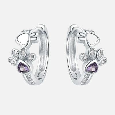 Ornella | Huggie earrings made of 925 sterling silver with sparkling zirconia and heart stone