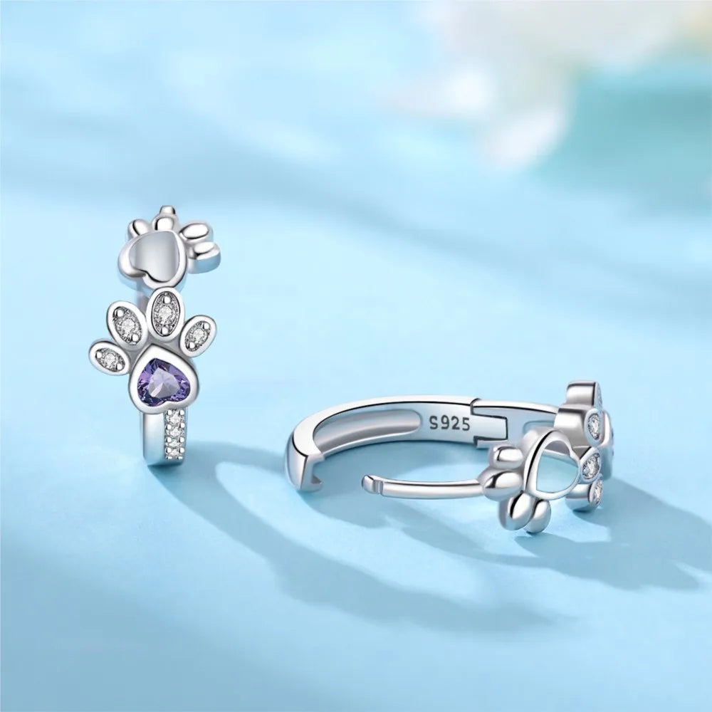 Ornella | Huggie earrings made of 925 sterling silver with sparkling zirconia and heart stone