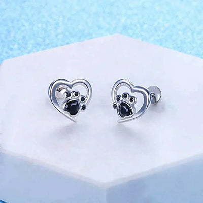 Ofelia | Paw earrings with sparkling black crystals for an elegant touch.
