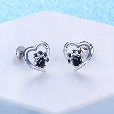 Ofelia | Paw earrings with sparkling black crystals for an elegant touch.