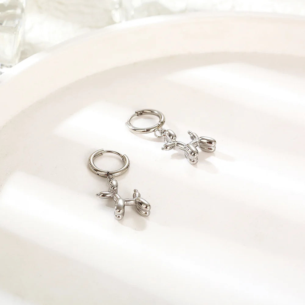 Wilma | Playful Balloon Dog Dangle Hoop Earrings
