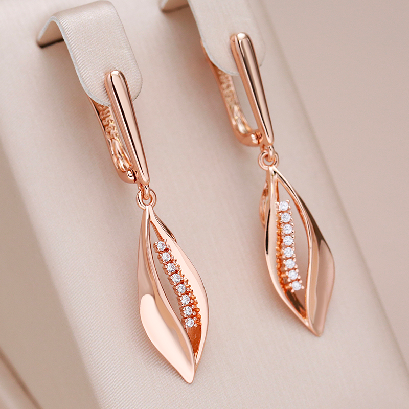 Karina | Graceful rose gold earrings with sparkling zirconia made of fine lace
