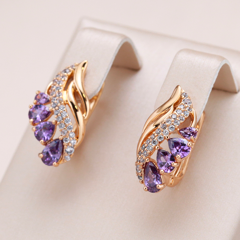 Amel | Elegant purple crystal earrings for a touch of glamour