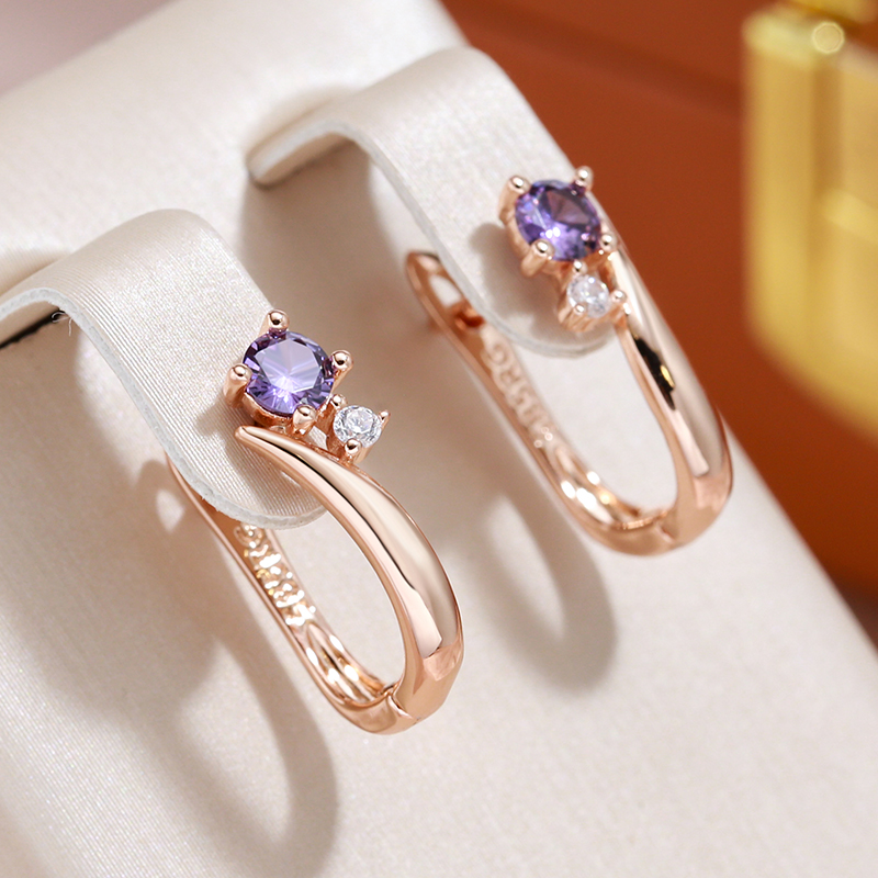 Waleska | Elegant earrings with sparkling purple crystals