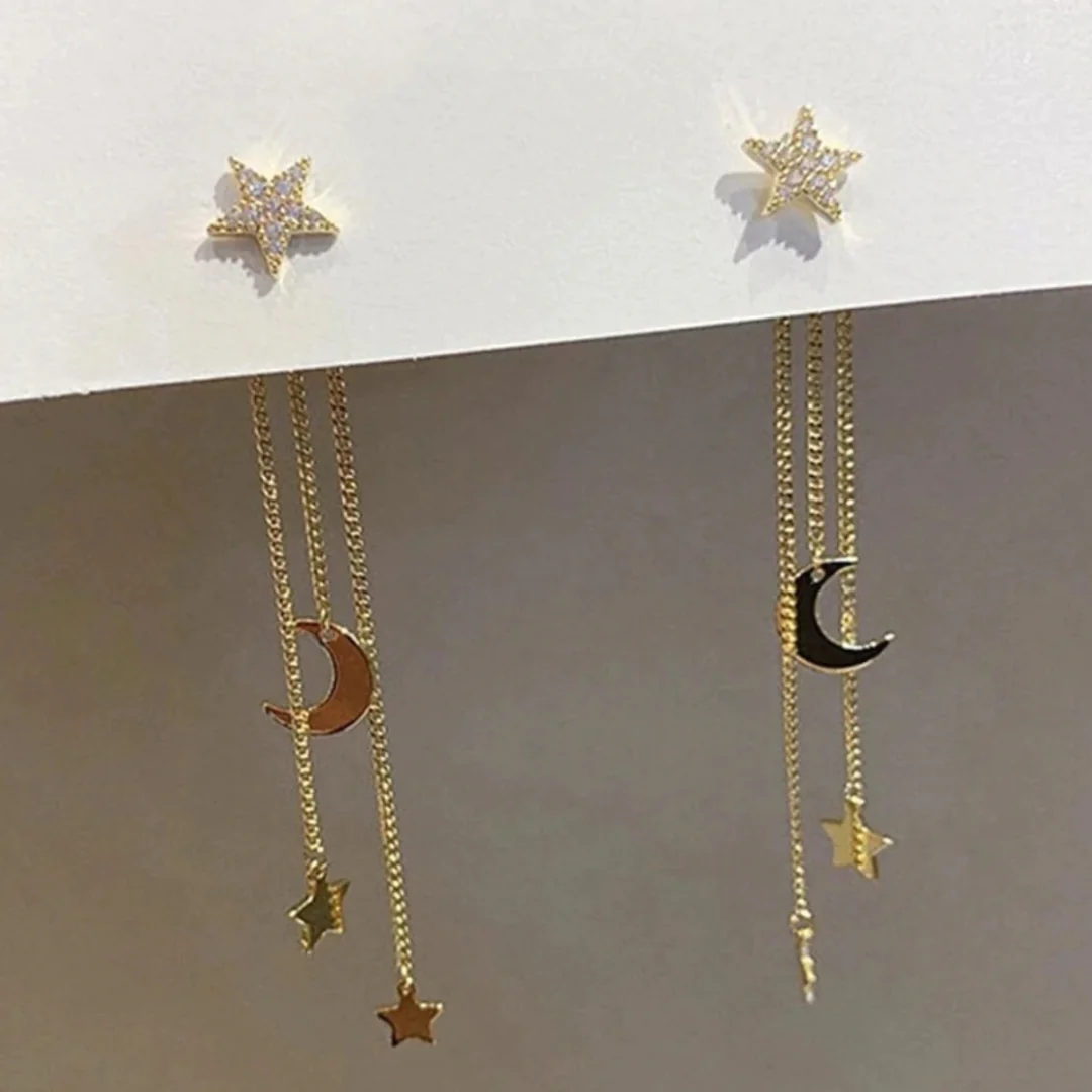 Cristina | Sparkling earrings with glittering gold stars
